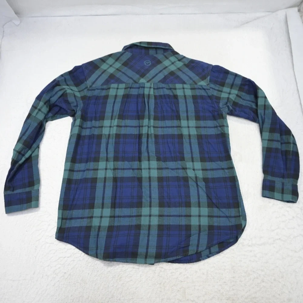 Magellan Outdoors Flannel Button Up Mens M Classic Fit Blue Green Plaid Pocket